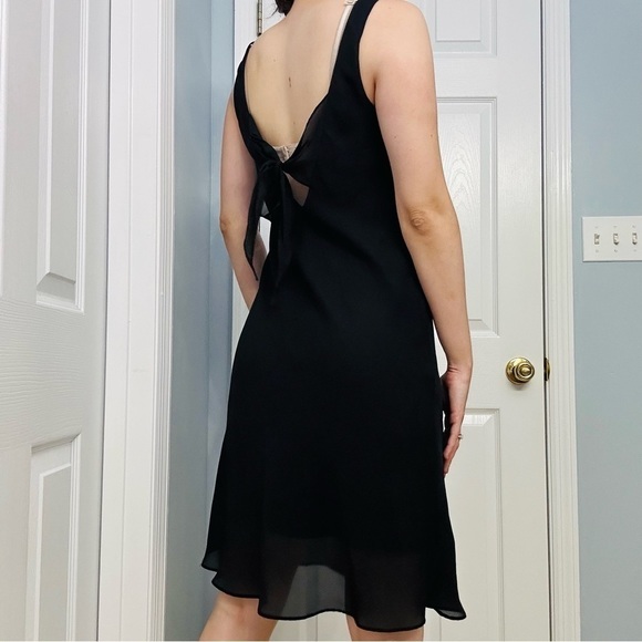 Vintage Y2K Dress Mini Cowl Neck Tie Back Cocktail Party Coquette Size Medium - Picture 2 of 7